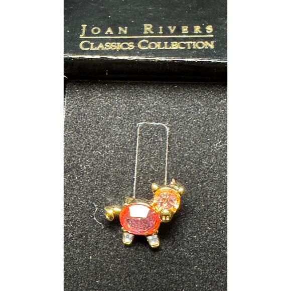 Vintage Joan Rivers Crystal Pig Brooch - Picture 2 of 4
